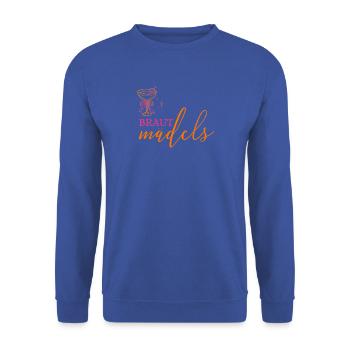 BRAUT MÄDELS!  Cocktailglas mit Schleife - Unisex Pullover - Royalblau - Vorne - Alina (178cm) & Michal (187cm)