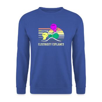 Elektrizitätstrio: Ohm Amp Volt - Unisex Pullover - Royalblau - Vorne - Alina (178cm) & Michal (187cm)