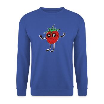 Kawaii Erdbeere Erdbeeren Frucht lustig - Unisex Pullover - Royalblau - Vorne - Alina (178cm) & Michal (187cm)