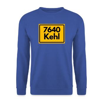 ALTE POSTLEITZAHL RETRO 7640 KEHL HEIMATSTOLZ - Unisex Pullover - Royalblau - Vorne - Alina (178cm) & Michal (187cm)