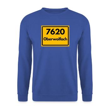 ALTE POSTLEITZAHL PLZ RETRO 7620 OBERWOLFACH  - Unisex Pullover - Royalblau - Vorne - Alina (178cm) & Michal (187cm)