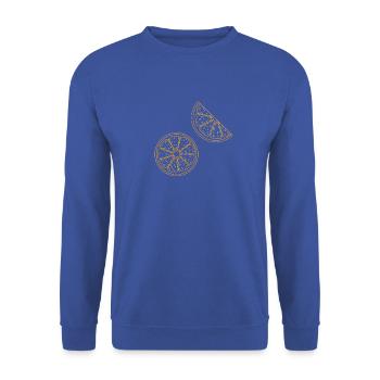 Orange Slice Retro Citrus Summer Aesthetic - Unisex Pullover - Royalblau - Vorne - Alina (178cm) & Michal (187cm)