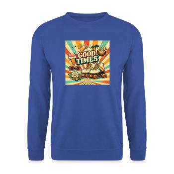 Retro-Sommer - Unisex Pullover - Royalblau - Vorne - Alina (178cm) & Michal (187cm)