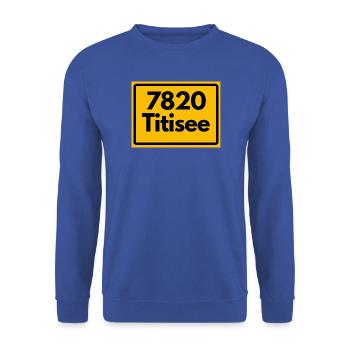 ALTE POSTLEITZAHL PLZ RETRO 7820 TITISEE HEIMAT - Unisex Pullover - Royalblau - Vorne - Alina (178cm) & Michal (187cm)