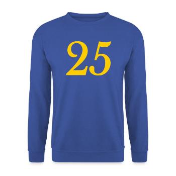 25. 25 JAHRE. 25. JUBILÄUM. 25 JAHRESJUBILÄUM. - Unisex Pullover - Royalblau - Vorne - Alina (178cm) & Michal (187cm)