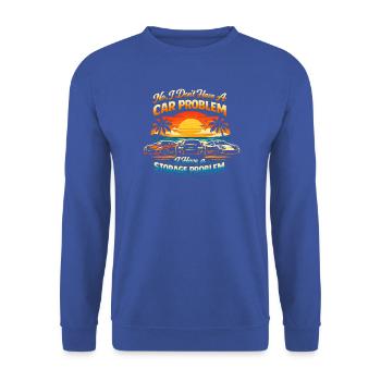 Nein, ich habe kein Autoproblem. Lustiger Automech - Unisex Pullover - Royalblau - Vorne - Alina (178cm) & Michal (187cm)