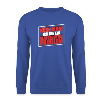 Küss mich ich bin ein verzaubertes Problem - Unisex Pullover - Royalblau - Vorne - Alina (178cm) & Michal (187cm)