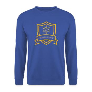 Lehrerparkplatz-Sheriff – Lustiges Lehrer-Design m - Unisex Pullover - Royalblau - Vorne - Alina (178cm) & Michal (187cm)