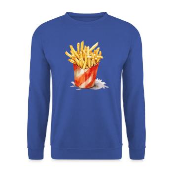 Aquarell Pommes Becher - Unisex Pullover - Royalblau - Vorne - Alina (178cm) & Michal (187cm)