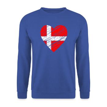 Dänisches Herz — Dänische Flaggenpinsel - Unisex Pullover - Royalblau - Vorne - Alina (178cm) & Michal (187cm)