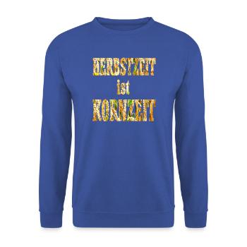 Herbst Schrift - Unisex Pullover - Royalblau - Vorne - Alina (178cm) & Michal (187cm)