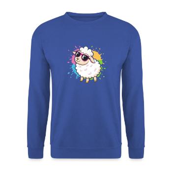 Bunte Schaf-Chic-Brillen - Unisex Pullover - Royalblau - Vorne - Alina (178cm) & Michal (187cm)