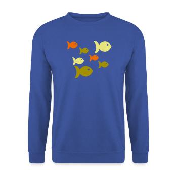 Fische Fischschwarm - Unisex Pullover - Royalblau - Vorne - Alina (178cm) & Michal (187cm)