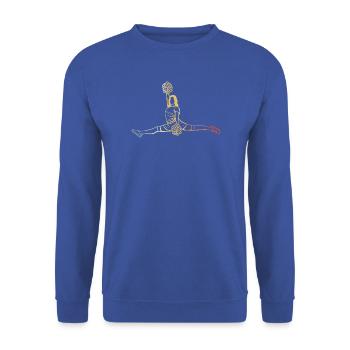 Weiblicher Cheerleader Zeichnung - Unisex Pullover - Royalblau - Vorne - Alina (178cm) & Michal (187cm)