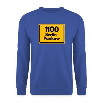 ALTE POSTLEITZAHL PLZ RETRO 1100 BERLIN PANKOW  - Unisex Pullover - Royalblau - Vorne - Alina (178cm) & Michal (187cm)