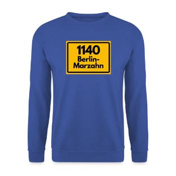 ALTE POSTLEITZAHL PLZ RETRO 1140 BERLIN MARZAHN - Unisex Pullover - Royalblau - Vorne - Alina (178cm) & Michal (187cm)