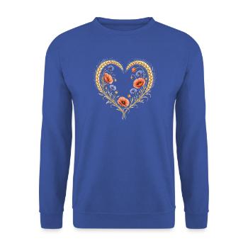 Weizen Herz Mohn Kornblume Blumen Natur Motiv  - Unisex Pullover - Royalblau - Vorne - Alina (178cm) & Michal (187cm)