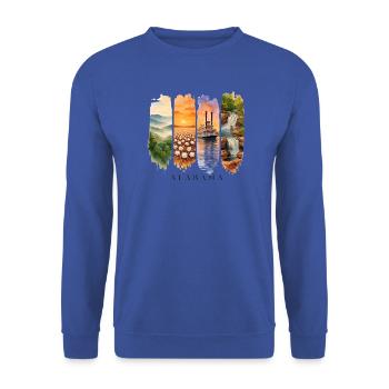 Alabama Urlaub Travel – Südstaaten & Natur Motiv - Unisex Pullover - Royalblau - Vorne - Alina (178cm) & Michal (187cm)
