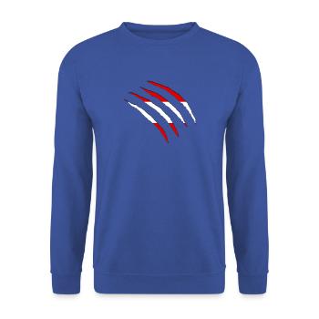 Klaue Rot Weiß Kratzspuren Schwarz Österreich  - Unisex Pullover - Royalblau - Vorne - Alina (178cm) & Michal (187cm)