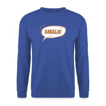 Vorname Amalie - Unisex Pullover - Royalblau - Vorne - Alina (178cm) & Michal (187cm)