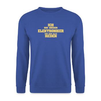 Arbeit Elektroniker - Unisex Pullover - Royalblau - Vorne - Alina (178cm) & Michal (187cm)