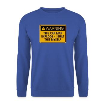 JDM-Aufkleber – dieses Auto könnte explodieren - Unisex Pullover - Royalblau - Vorne - Alina (178cm) & Michal (187cm)