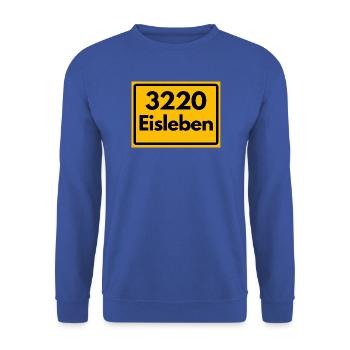 ALTE POSTLEITZAHL PLZ RETRO 3220 EISLEBEN HEIMAT - Unisex Pullover - Royalblau - Vorne - Alina (178cm) & Michal (187cm)