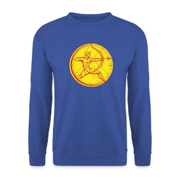 Schütze Sternzeichen – Ziel & Freiheit - Unisex Pullover - Royalblau - Vorne - Alina (178cm) & Michal (187cm)