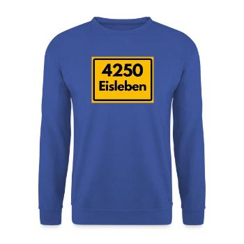 ALTE POSTLEITZAHL PLZ 3220 EISLEBEN HEIMATSTOLZ  - Unisex Pullover - Royalblau - Vorne - Alina (178cm) & Michal (187cm)