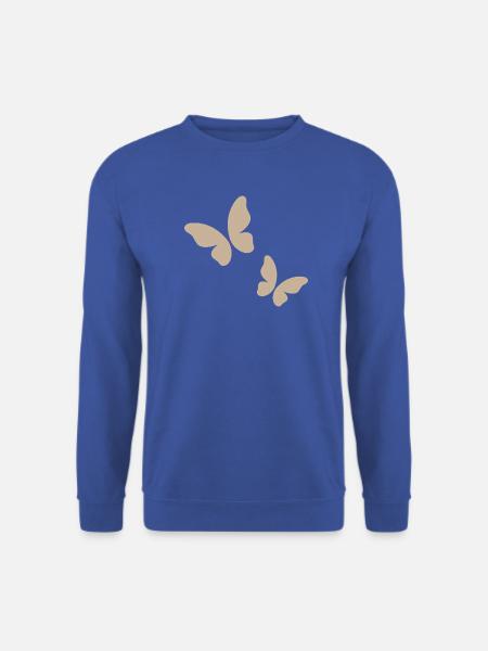 Beige Schmetterling Muster - Unisex Pullover - Royalblau