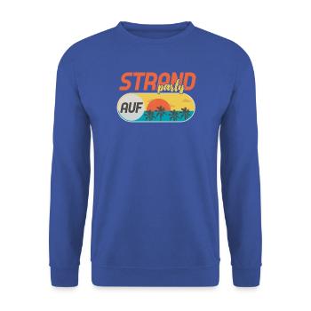 Strandparty Crew Sommer urlaub jga geschenk  - Unisex Pullover - Royalblau - Vorne - Alina (178cm) & Michal (187cm)