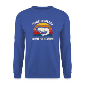 Wegen Fisch hier, wegen Garnelen geblieben - Unisex Pullover - Royalblau - Vorne - Alina (178cm) & Michal (187cm)