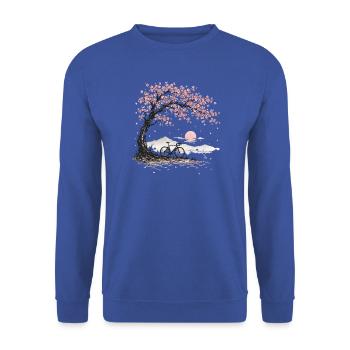 Kirschblüte Kirschbaum Fahrrad  - Unisex Pullover - Royalblau - Vorne - Alina (178cm) & Michal (187cm)