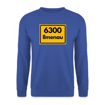 Alte Postleitzahl 6300 Ilmenau | DDR - Unisex Pullover - Royalblau - Vorne - Alina (178cm) & Michal (187cm)