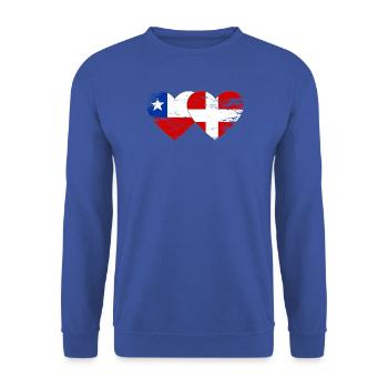 Chile Dänemark Flagge Herz used - Unisex Pullover - Royalblau - Vorne - Alina (178cm) & Michal (187cm)