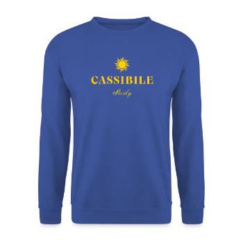 Cassibile Sicily Sun Vintage-Logo - Unisex Pullover - Royalblau - Vorne - Alina (178cm) & Michal (187cm)