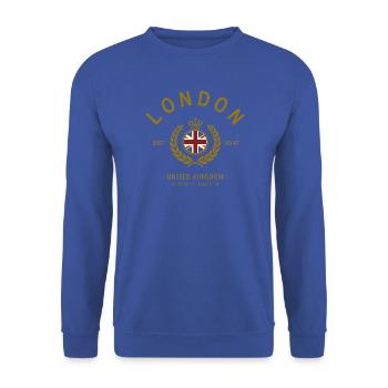 London Crown Emblem - Unisex Pullover - Royalblau - Vorne - Alina (178cm) & Michal (187cm)