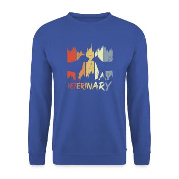 Veterinär Vintage Look - Unisex Pullover - Royalblau - Vorne - Alina (178cm) & Michal (187cm)