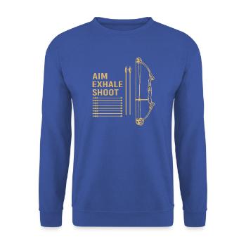 Bogenschütze Bogen Bogenschießen - Unisex Pullover - Royalblau - Vorne - Alina (178cm) & Michal (187cm)