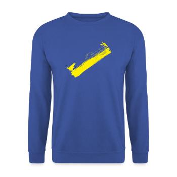 Pinsel Style Streifen - Diagonal Gelb - Unisex Pullover - Royalblau - Vorne - Alina (178cm) & Michal (187cm)