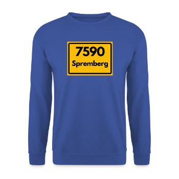 ALTE POSTLEITZAHL PLZ, BRANDENBURG 7590 SPREMBERG - Unisex Pullover - Royalblau - Vorne - Alina (178cm) & Michal (187cm)