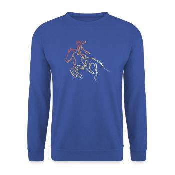 Reiter Mädchen Skizze - Unisex Pullover - Royalblau - Vorne - Alina (178cm) & Michal (187cm)