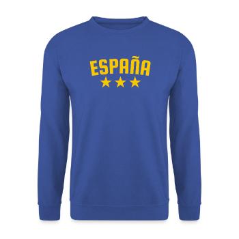 Spanien 3 Sterne Design Gelb - Unisex Pullover - Royalblau - Vorne - Alina (178cm) & Michal (187cm)