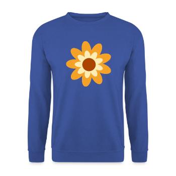 70er Jahre Retro Blume Blüte Geschenk Hippie Musik - Unisex Pullover - Royalblau - Vorne - Alina (178cm) & Michal (187cm)
