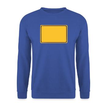 Ortsschild Personalisierbar Ortsschild Leer - Unisex Pullover - Royalblau - Vorne - Alina (178cm) & Michal (187cm)