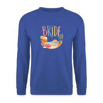 Team Bride! Palmen & Coctails - Unisex Pullover - Royalblau - Vorne - Alina (178cm) & Michal (187cm)