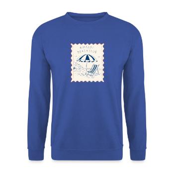 Amalfi Beach Club Poststempel - Unisex Pullover - Royalblau - Vorne - Alina (178cm) & Michal (187cm)
