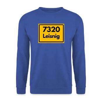 ALTE POSTLEITZAHL 7320 PLZ 04703 LEISNIG SACHSEN - Unisex Pullover - Royalblau - Vorne - Alina (178cm) & Michal (187cm)
