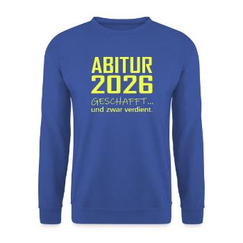 Abitur 2026 made - Unisex Sweatshirt - royal blue - Front - Alina (178cm) & Michal (187cm)