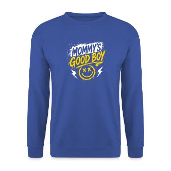 Mommy's Good Boy - Graffiti Smiley - Unisex Pullover - Royalblau - Vorne - Alina (178cm) & Michal (187cm)